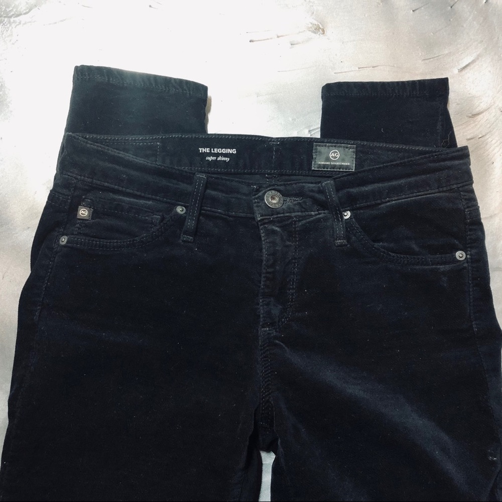 AG “The Legging” Black Velvet Skinny Jeans